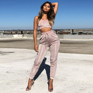 KGFIGU 2018 Women two piece set top and pants 2018 summer 2 piece set women tracksuit matching sets pink womens clothing