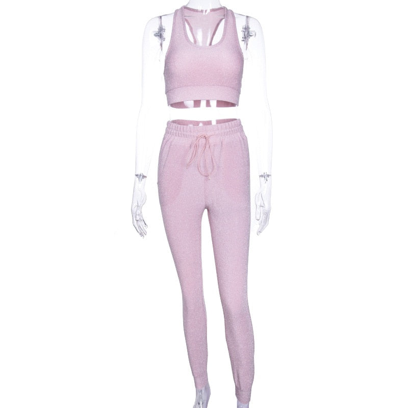 KGFIGU 2018 Women two piece set top and pants 2018 summer 2 piece set women tracksuit matching sets pink womens clothing